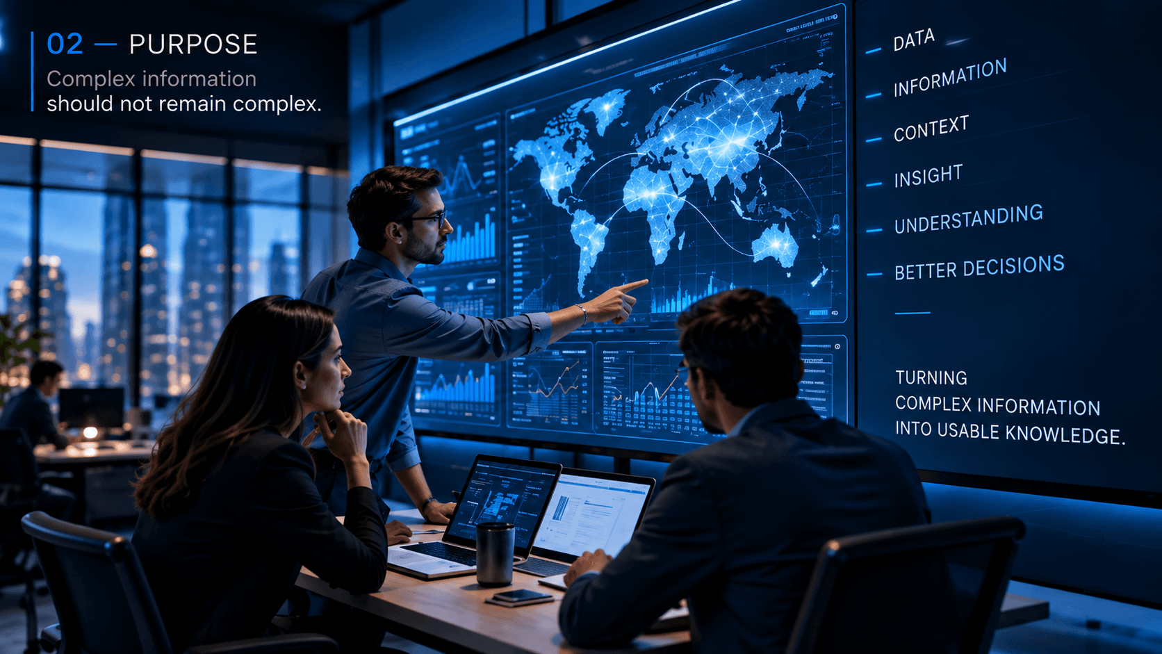 Professionals working together to turn complex information into useful knowledge.